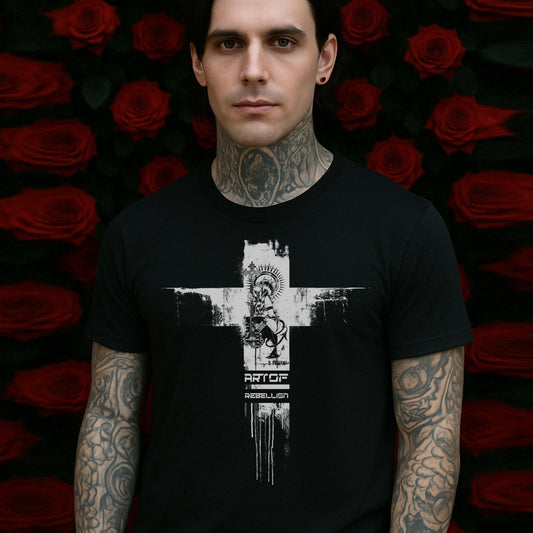devil girl guitar cross tee