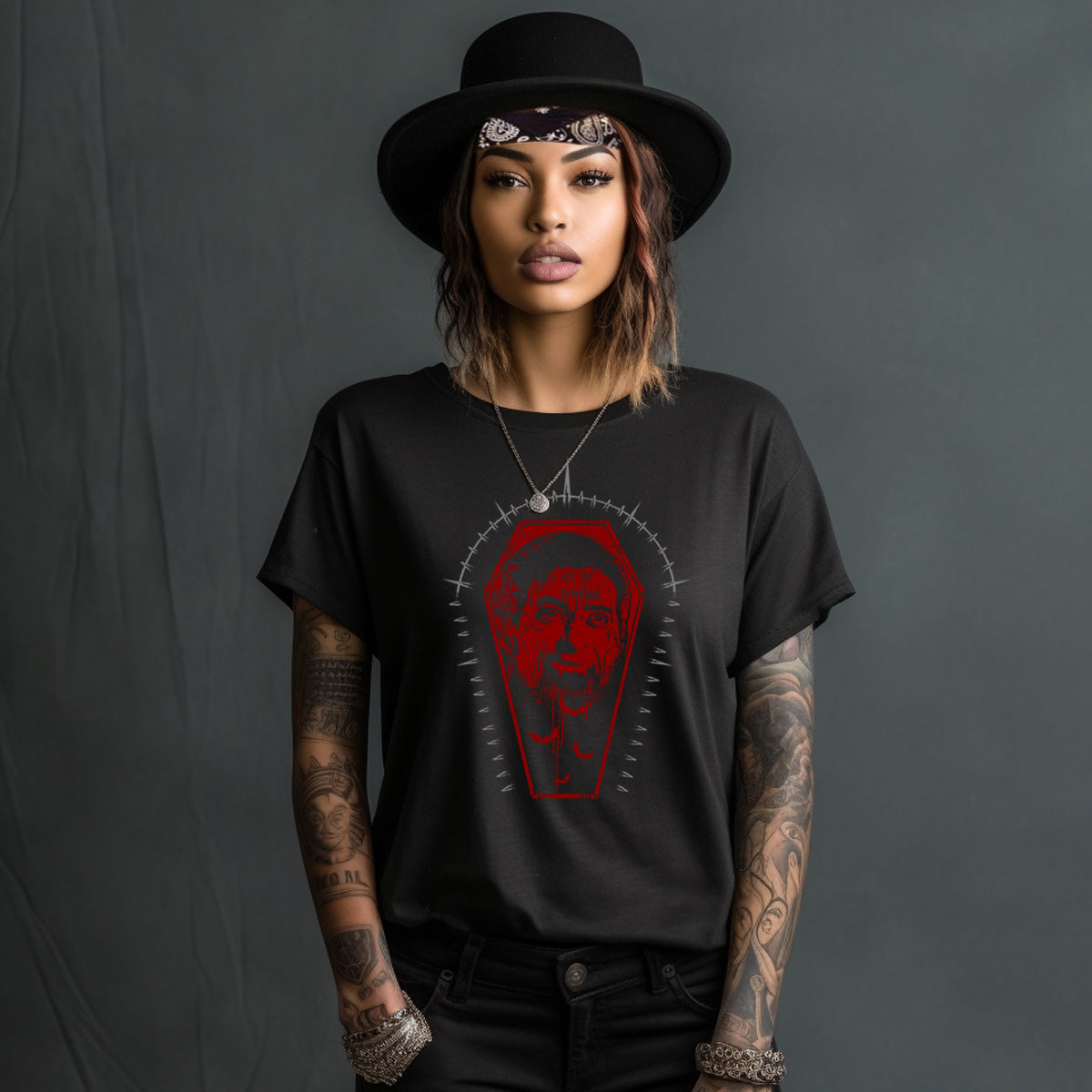 Dracula Gothic Chaos Tattoo Style Unisex t-shirt