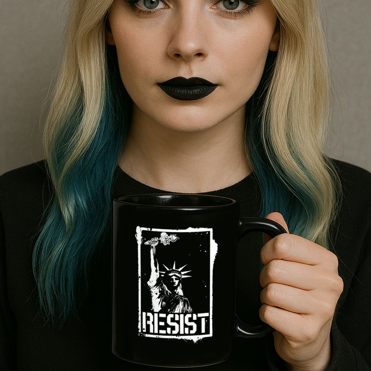 Resist Black Glossy Mug