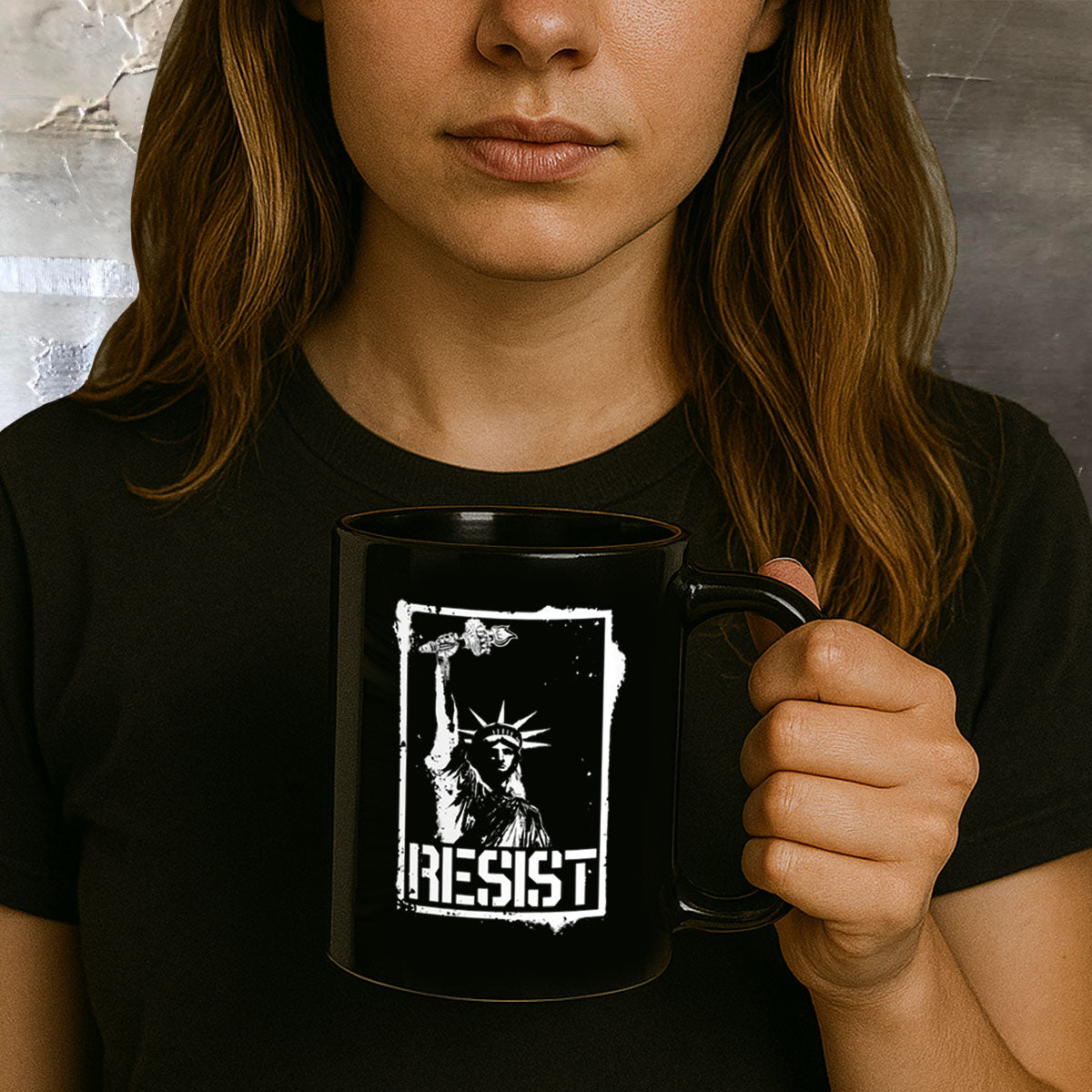 Resist Black Glossy Mug