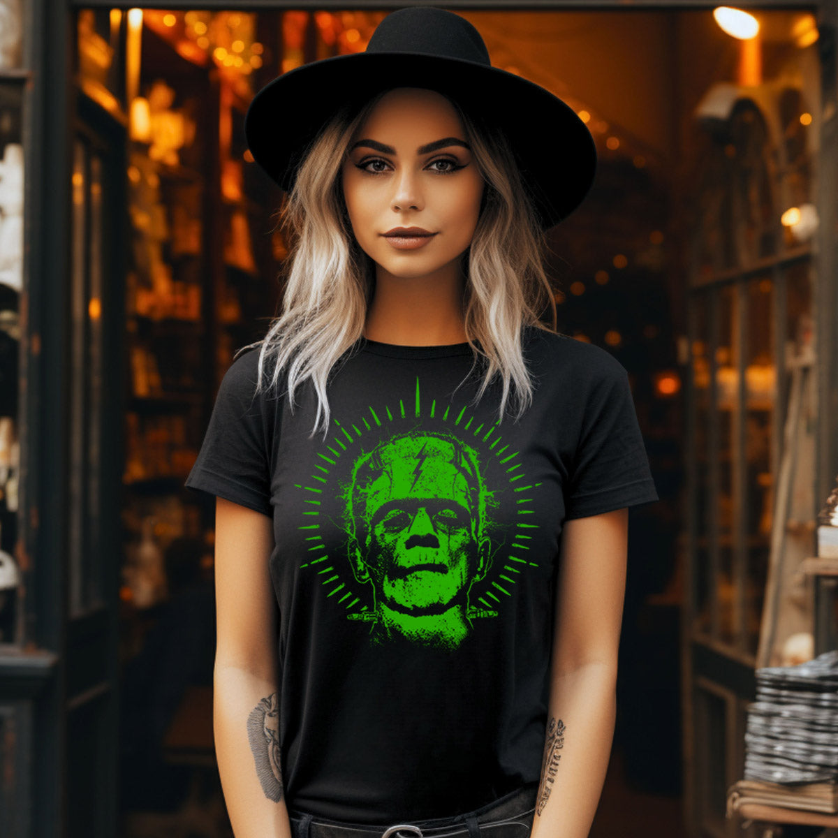 Frankenstein Don't Wake Tattoo Style Tee