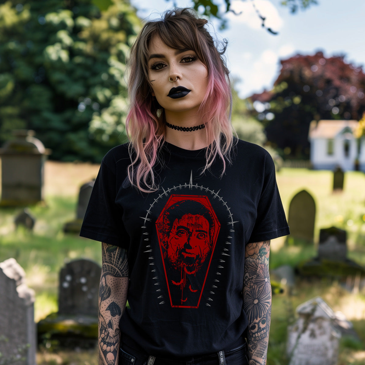 Dracula Gothic Chaos Tattoo Style Unisex t-shirt