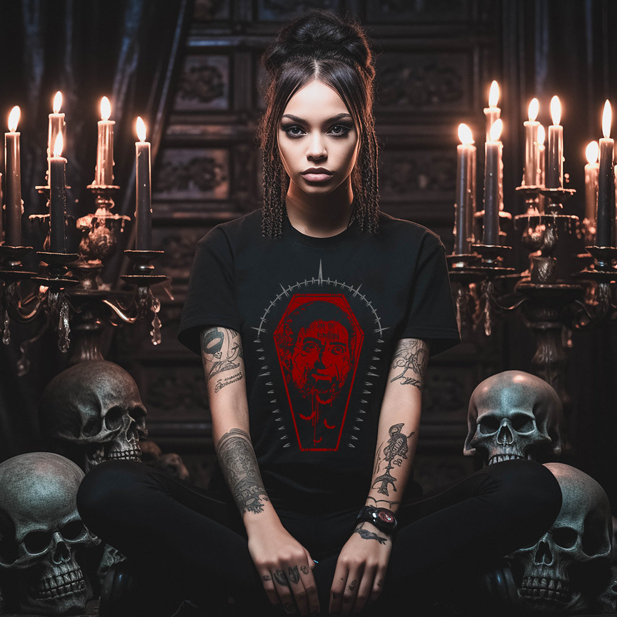 Dracula Gothic Chaos Tattoo Style Unisex t-shirt